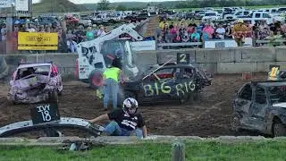 Championship Heat Mid-size Chain-stock car class demo derby Balsam Lake, WI 9/4/21