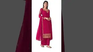 Women's Georgette Straight Semi Stitched Pink Salwar suit #shorts #salwarsuit