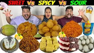 Sweet, Spicy🔥and Sour Food Eating Challenge😱Korean Noodles,momos,Golgappa,Rasgulla,Mango Challenge