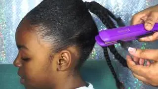 Kids Double Pony Tail on Natural Hair | Blow Out Hair