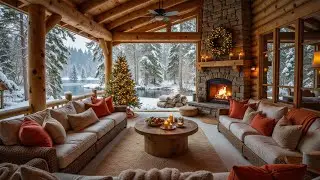 Tranquil Winter Porch in a Snowy Ambience ☃️ Soft Piano Music Background for Relaxation