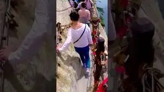 Risky plank walk at Mount Hua. 😮 #shorts | @FactDropperTvee