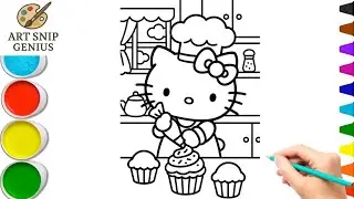 Chef Hello Kitty Drawing, Painting & Coloring for Kids | Art Snip Genius