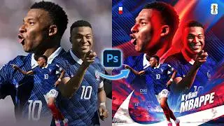 Football Epic Poster Design in Photoshop | Kylian Mbappé - France