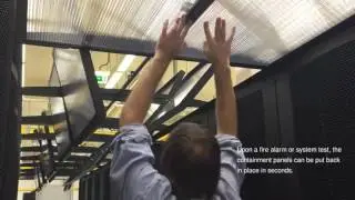 Cold Aisle Containment with Automatic Opening on Fire Detection