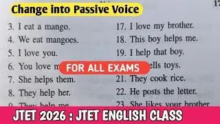 JTET 2026 || CHANGE INTO PASSIVE VOICE || JTET ENGLISH PRACTICE SET #jtet 