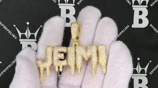 JEIMI Custom Drip Letter Pendant | Bubble Letter Personalized Name Plate | Hip Hop Bling