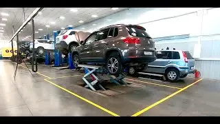 Диагностика автомобиля со снятием колес и с использованием подъемника