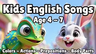 Kids English Songs🎵 | Colors, Actions, Prepositions & Body Parts | Fun Learning 5 Minutes