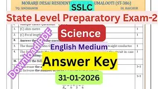 Download SSLC Science State Level Preparatory Examination-2 Key Answers 2026 | English Medium