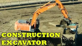Construction Action: Making a Huge Dirt Pile Disappear into Dump Trucks in 4k! | Diggers on Duty