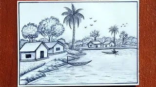 Scenery Drawing || beautiful scenery || দৃশ্য আঁকা 