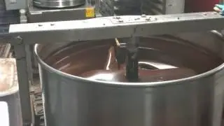Giant tub of chocolate at Fine and Raw chocolate nyc