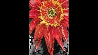 (254) RED PASSION FLOWER Abstract Fluid Art with Sandra Lett 122718