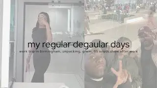 my regular degular days vlog: work trip in birmingham, unpacking, grwm, 85 south show after work