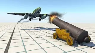 AVION DE GUERRA vs CAÑON y CAMION 🚚💥 | BeamNG Crash Compilation