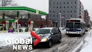 Powerful winter storm causes commuter chaos in northeastern US