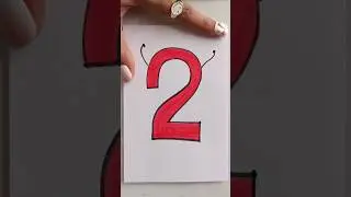 Draw the Number 2  2️⃣🎨 #drawing  #art  #number2  #viralshort  #shorts