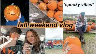 FALL WEEKEND AT HOME VLOG (pumpkin picking & carving, dunkin, cozy night in)