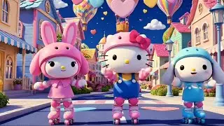 🌈 Happy Song for Kids and Baby 🎶 | Hello Kitty Dance & Roller Skating Fun | Cute 3D Pixar Animation