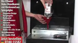 Carlo Milano Bio-Ethanol Deko-Wandkamin mit R&uuml;ckwand aus Spiegelglas