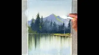 Mountain scenery drawing with oil pastels
