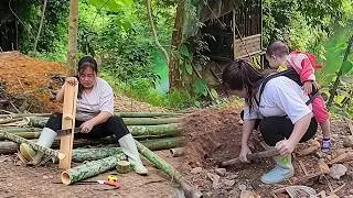 0$ Bamboo House Stair Construction | DIY Bamboo Home Project by a Single Mom