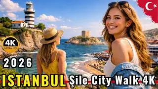 Istanbul Şile City Walk 4K HDR | Lighthouse to Seaside & Uskudar Street Tour