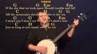 Stand By Me (Ben E King) Easy Banjo in G Cover Lesson with Chords-Lyric