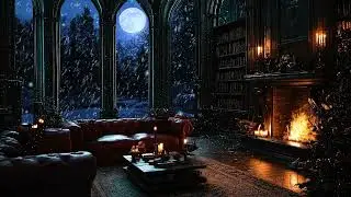 Old Victorian Study 🕯️🔥 Crackling Fire & Snowy Dark Academia Ambience for Reading & Focus