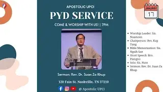 Speaker: Rev. Dr. Suan Za Khup (January 17, 2026)