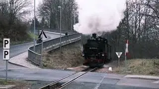 Steam train wondering in Saxony