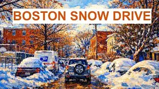 Winter POV Drive in Boston 🇺🇸 After Heavy Snow | Relaxing City Drive