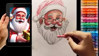 Santa Claus Drawing with Oil Pastels,Christmas Drawing|Merry Christmas|