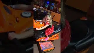 Brooklyn riding motorcycle arcade game 11/18/17