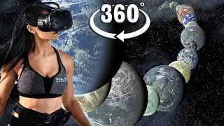 VR 360 Space Journey to alien worlds faster than light speed through wormholes for virtual reality