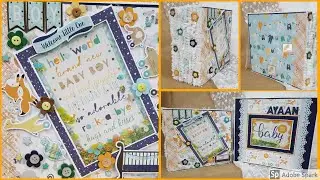 Hello Baby Boy - Echo Park Mini Album | Baby Record Book | Pop - Up Baby Boy Scrapbook **SOLD**