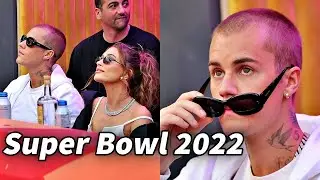 Justin Bieber and Hailey Bieber attending the Super Bowl LVI (February 13)