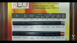 Reo 1100v PVC Insulated Copper Conductor  Flat Submersible Cable Wire 3Core Technical Specifications