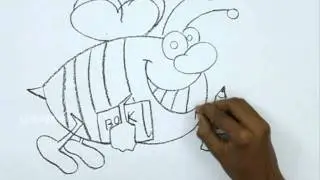 How to Draw a  Bee Flying With a Book  and Pencil