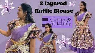 Ruffle blouse cutting&stitching in easy method /two layered RUFFLEHANDS/Princesscut blouse cutting