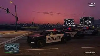Grand Theft Auto V standing on top of cars shooting, RPG explosion and chase with funny crash ending