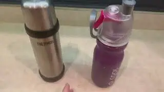 Comparing Thermos and O2Cool Water Bottle!