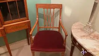 Antique Sheraton Revival Satinwood Armchairs by Maple & Co