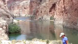Motor boat going upstream