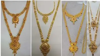 latest gold haram and necklace sets collection||with weight|| wedding haram necklace||manisha mani