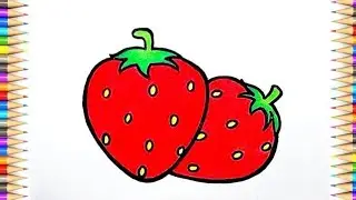Strawberry and more fruits drawing, Painting, Drawing for Toddler, coloring for kids, learn drawing 