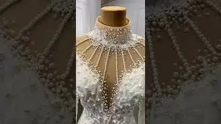 Keyhole High Neck Pearl Mermaid Wedding Dress #bridesmaidgowns #weddingattire #wedding#bride
