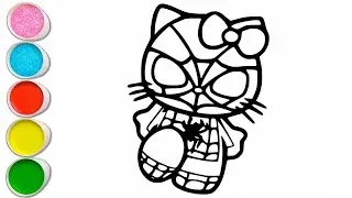 Hello kitty with Spider Costume Drawing for kids, Painting & Coloring for kids, Toddlers | Easy Draw