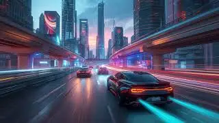 Urban Velocity Lights &ndash; 4K Futuristic Car Wallpaper for TV Display | 4K Frame TV Art